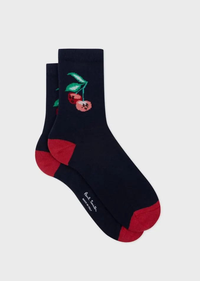 Womens Paul Smith Socks Navy 039Cherry039 Socks