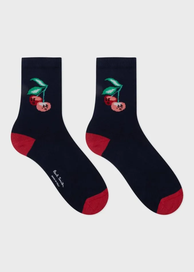 Womens Paul Smith Socks Navy 039Cherry039 Socks