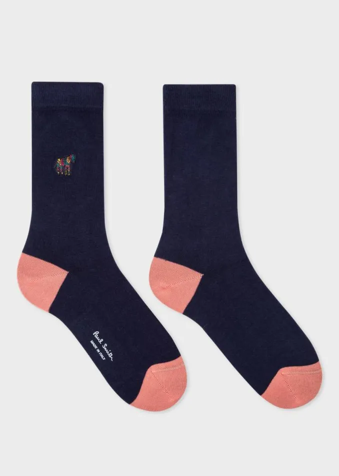 Womens Paul Smith Socks Navy 039Swirl039 Embroidered Zebra Socks Womens Paul Smith Socks Navy 039Swirl039 Embroidered Zebra Socks