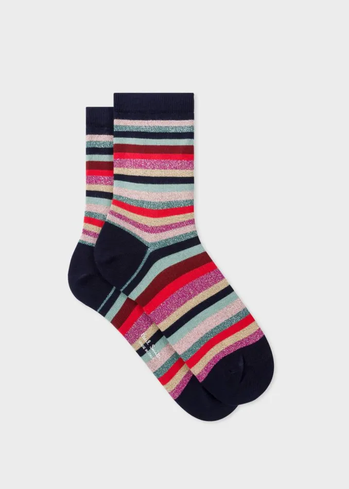 Womens Paul Smith Socks Navy Glitter 039Swirl Stripe039 Socks