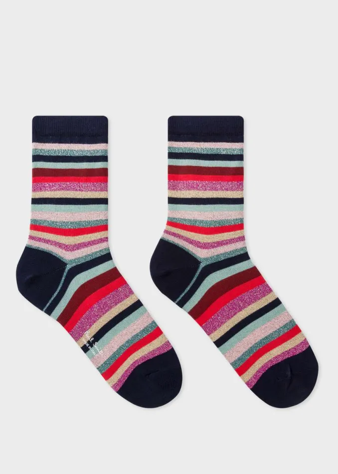 Womens Paul Smith Socks Navy Glitter 039Swirl Stripe039 Socks Womens Paul Smith Socks Navy Glitter 039Swirl Stripe039 Socks