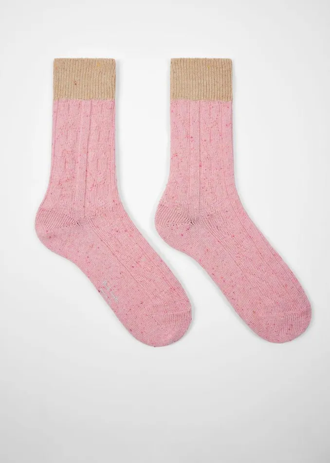 Womens Paul Smith Socks Pink CottonBlend Cable Knit Socks Womens Paul Smith Socks Pink CottonBlend Cable Knit Socks