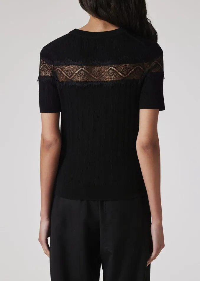 Womens Paul Smith Sweaters Black Knitted Wool Lace Top Womens Paul Smith Sweaters Black Knitted Wool Lace Top