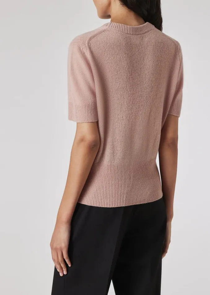 Womens Paul Smith Sweaters Light Pink Cashmere ShortSleeve Sweater