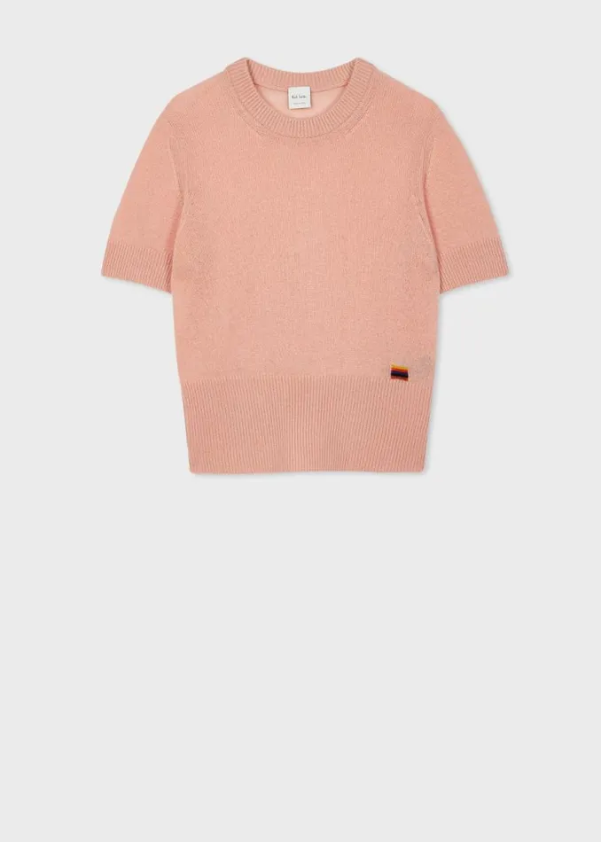 Womens Paul Smith Sweaters Light Pink Cashmere ShortSleeve Sweater