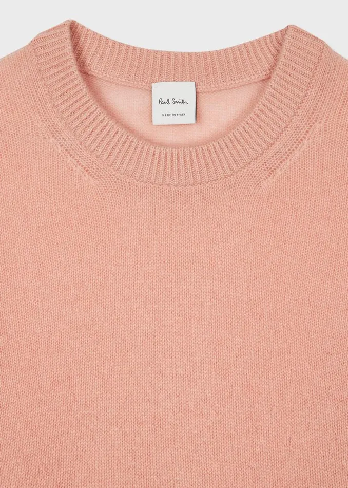 Womens Paul Smith Sweaters Light Pink Cashmere ShortSleeve Sweater