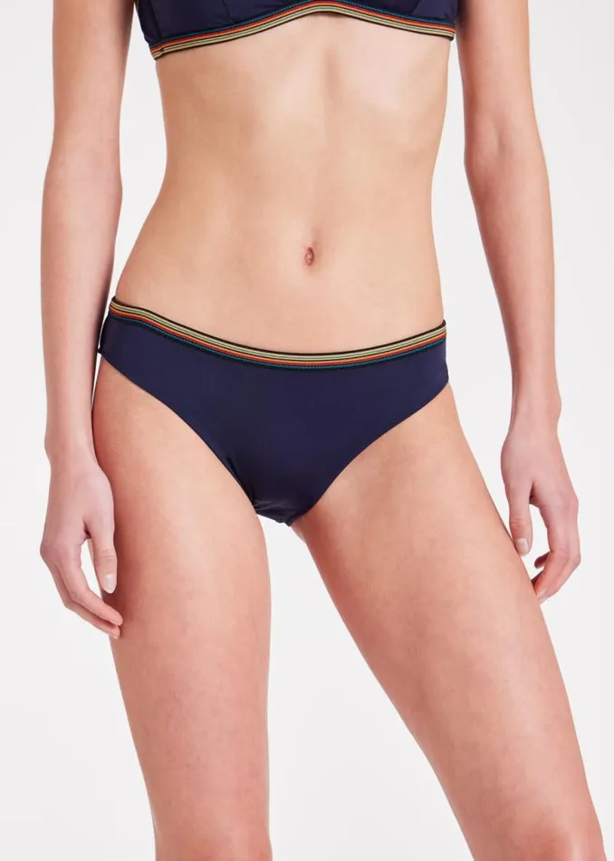 Womens Paul Smith Swimwear Navy 039Signature Stripe039 Trim Bikini Bottom