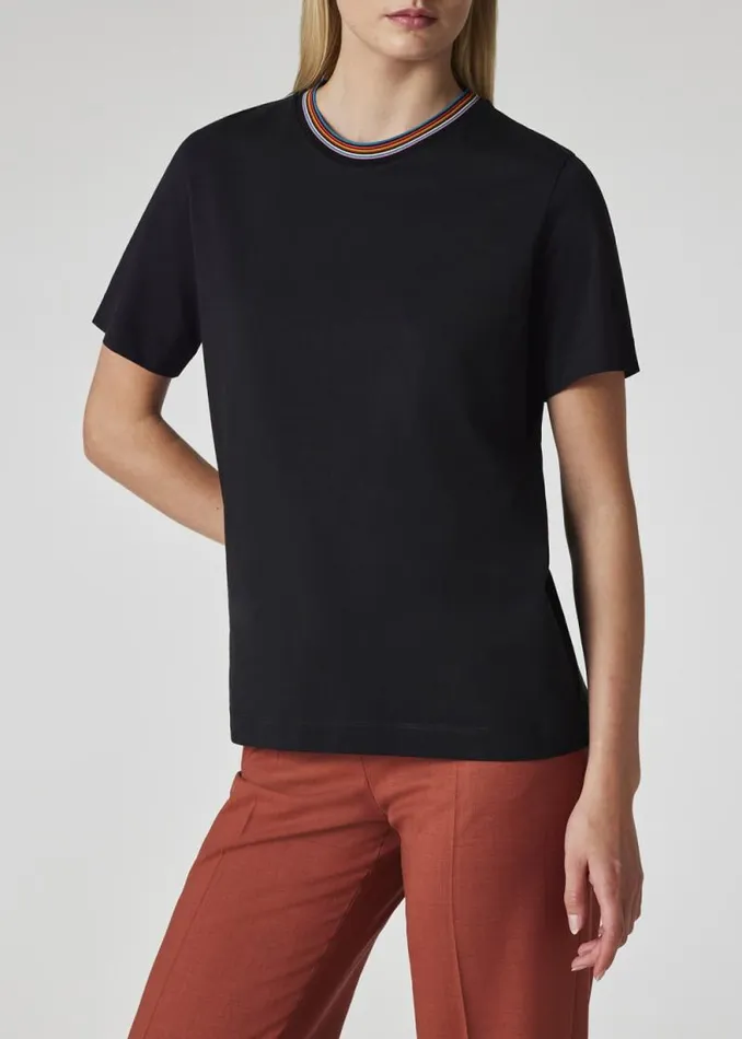 Womens Paul Smith TShirts Black 039Signature Stripe039 Crew Neck TShirt