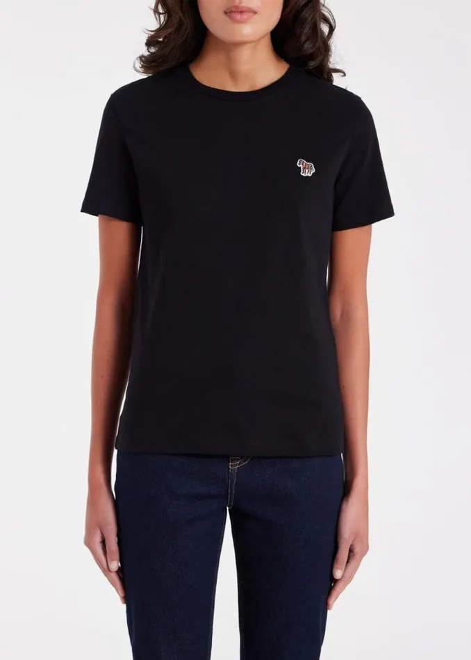 Womens Paul Smith TShirts Black Zebra Logo Cotton TShirt