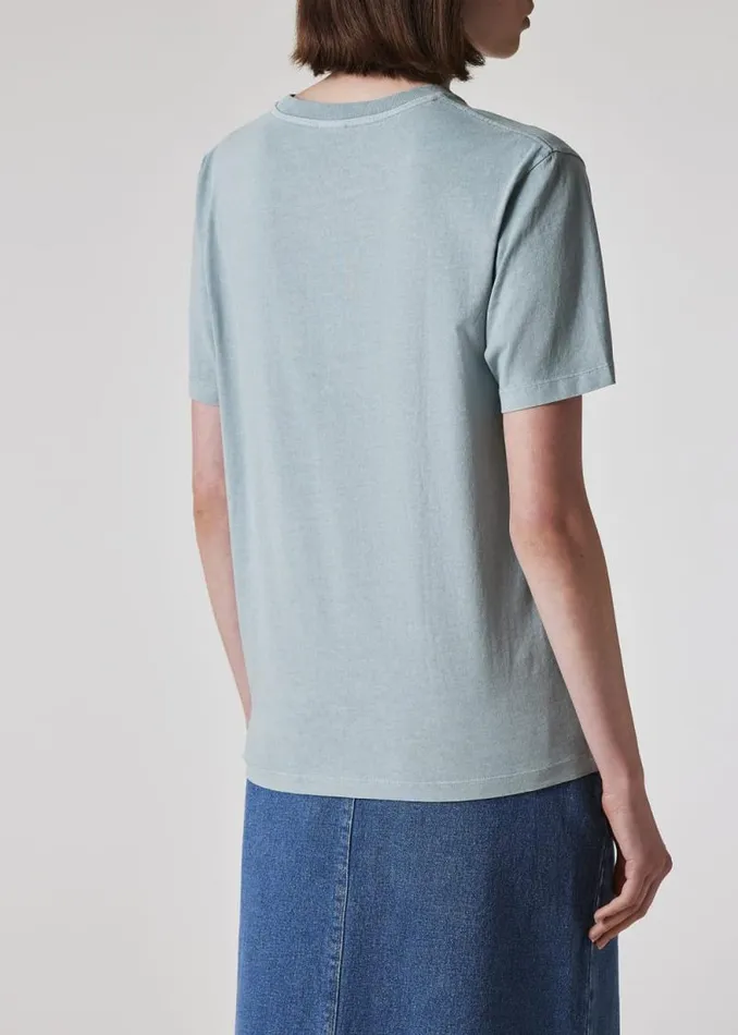 Womens Paul Smith TShirts Light Turquoise Acid Wash 039Happy039 Flower TShirt Womens Paul Smith TShirts Light Turquoise Acid Wash 039Happy039 Flower TShirt