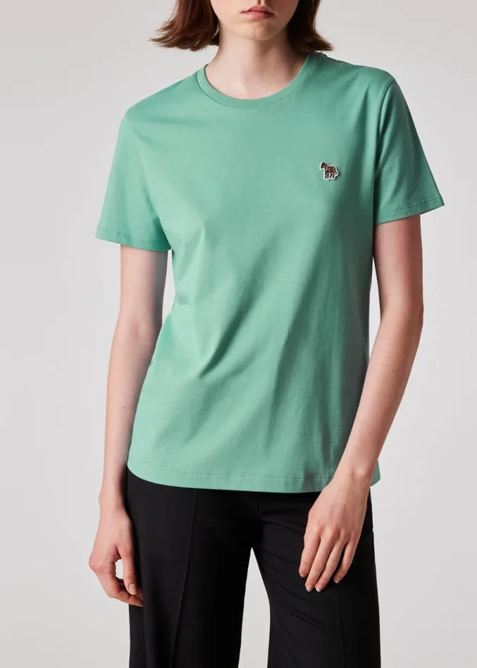 Womens Paul Smith TShirts Pale Teal Zebra Logo Cotton TShirt