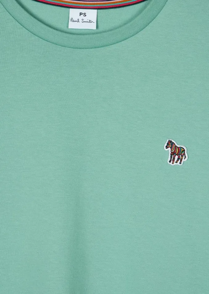 Womens Paul Smith TShirts Pale Teal Zebra Logo Cotton TShirt Womens Paul Smith TShirts Pale Teal Zebra Logo Cotton TShirt