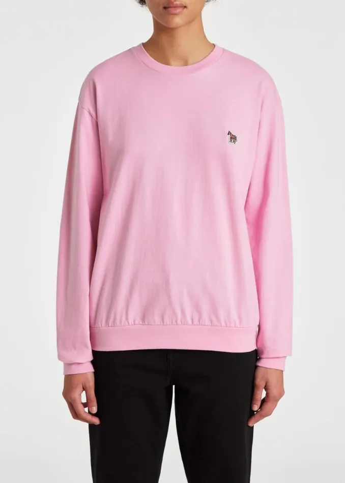 Womens Paul Smith TShirts Pink Zebra Logo LongSleeve TShirt