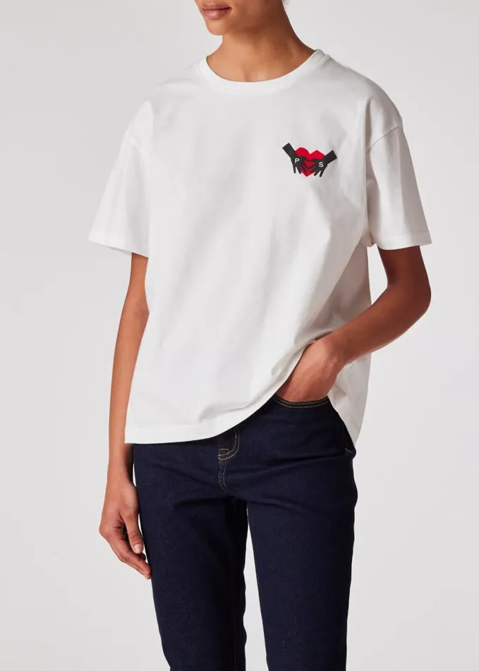 Womens Paul Smith TShirts White 039Hand In Heart039 TShirt