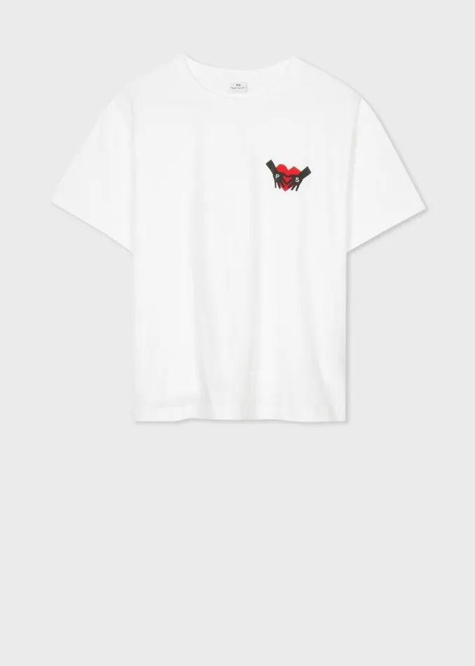 Womens Paul Smith TShirts White 039Hand In Heart039 TShirt Womens Paul Smith TShirts White 039Hand In Heart039 TShirt