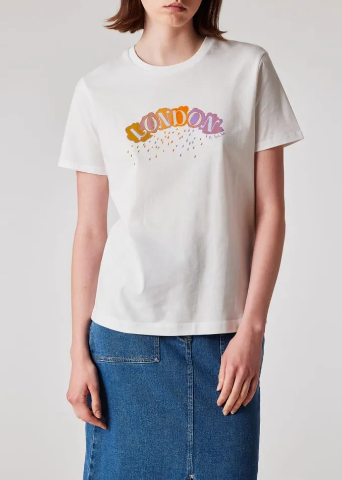 Womens Paul Smith TShirts White 039London Rain039 TShirt