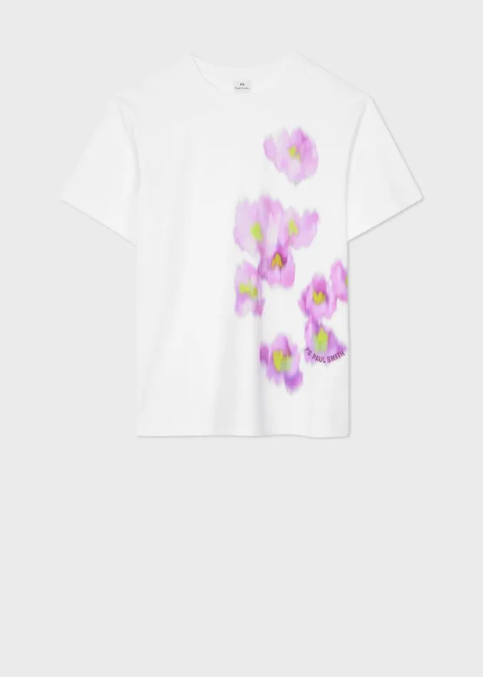 Womens Paul Smith TShirts White 039Smudged Flowers039 TShirt