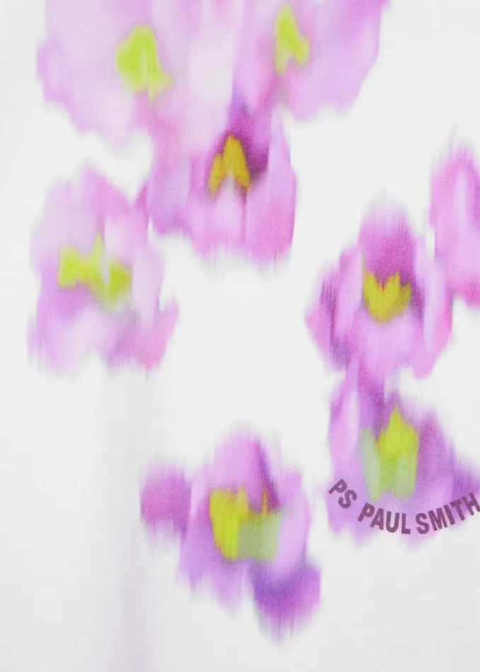 Womens Paul Smith TShirts White 039Smudged Flowers039 TShirt