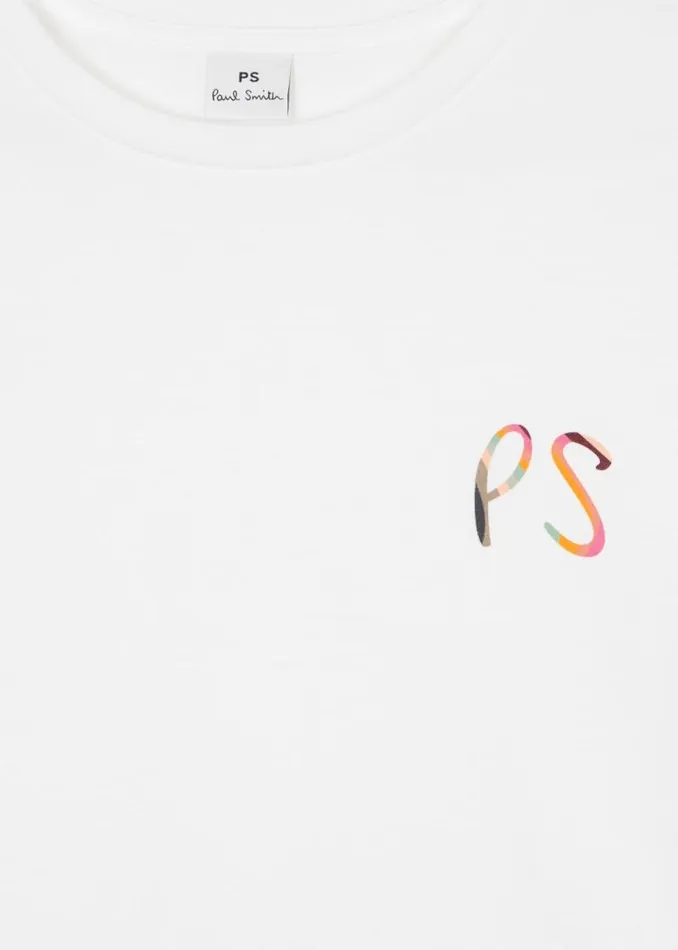 Womens Paul Smith TShirts White 039Swirl039 PS Logo TShirt Womens Paul Smith TShirts White 039Swirl039 PS Logo TShirt