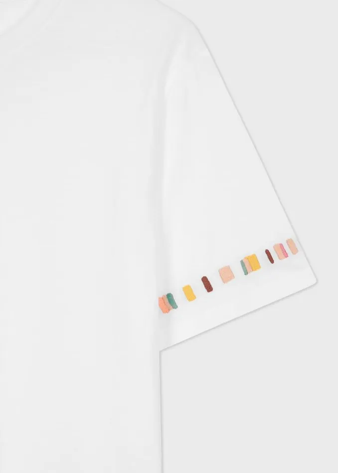 Womens Paul Smith TShirts White 039Swirl039 Stripe Sleeve Embroidered TShirt Womens Paul Smith TShirts White 039Swirl039 Stripe Sleeve Embroidered TShirt