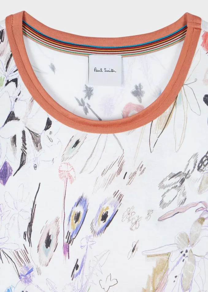 Womens Paul Smith Tops 039Sketchbook Botanical039 TShirt Womens Paul Smith Tops 039Sketchbook Botanical039 TShirt