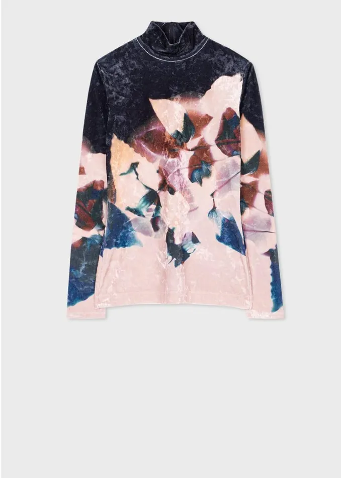 Womens Paul Smith Tops 039Solar Gram039 Placement Print Velvet Top Womens Paul Smith Tops 039Solar Gram039 Placement Print Velvet Top