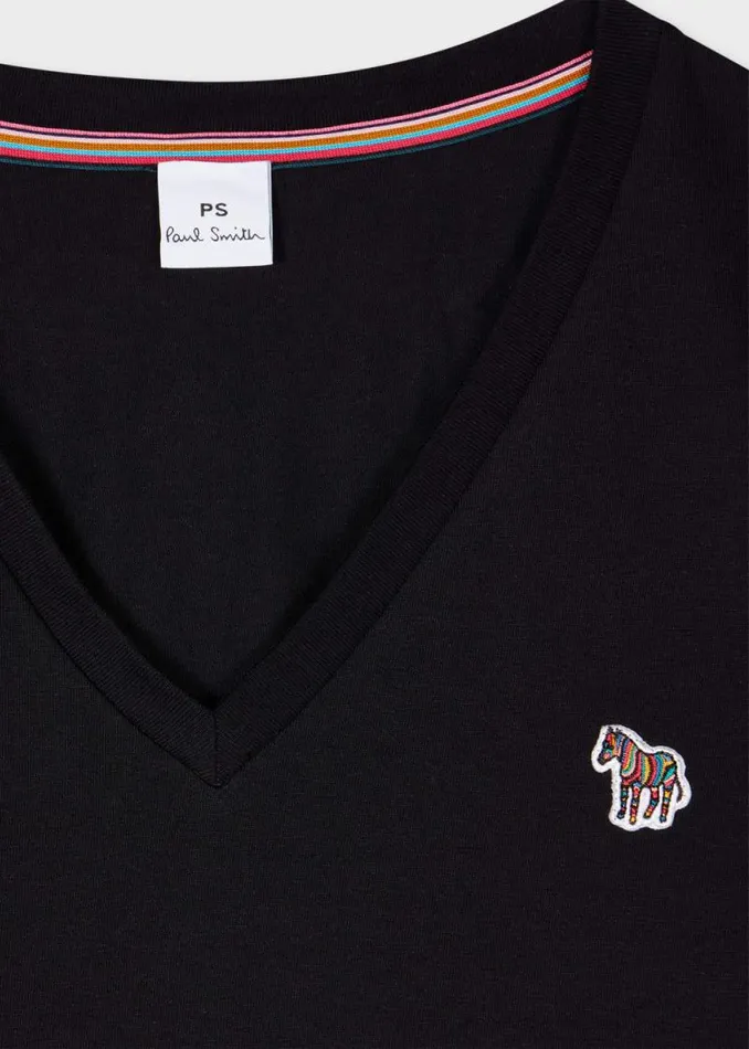 Womens Paul Smith Tops Black VNeck Zebra TShirt Womens Paul Smith Tops Black VNeck Zebra TShirt