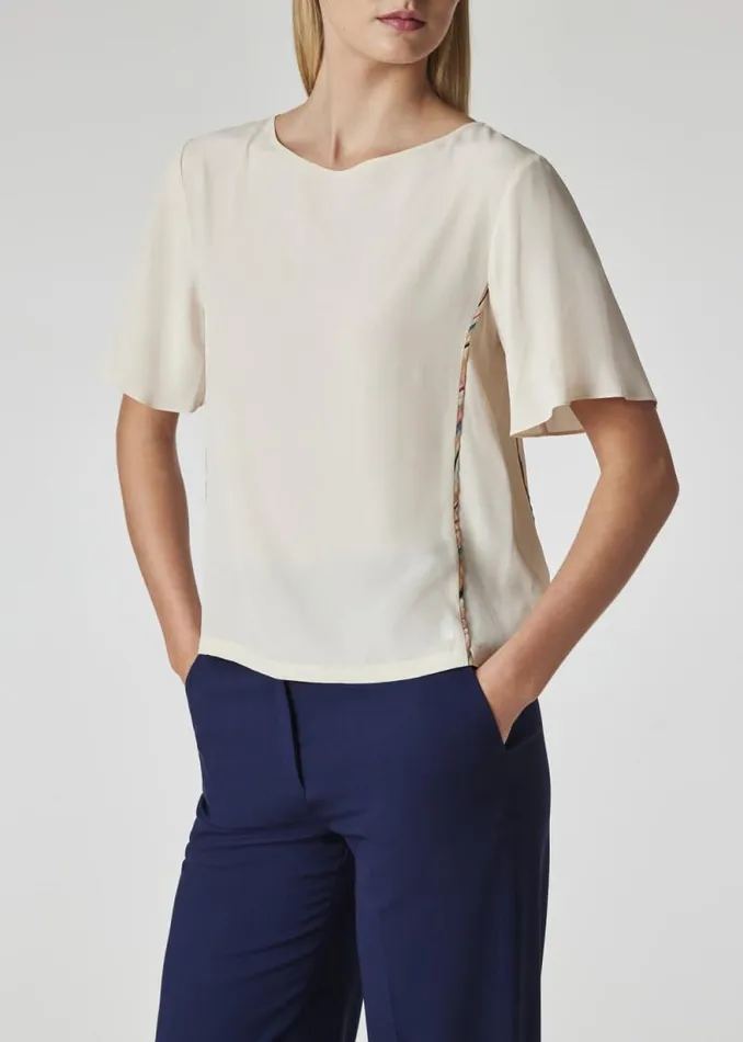 Womens Paul Smith Tops Cream SilkBlend 039Swirl Piping039 Top