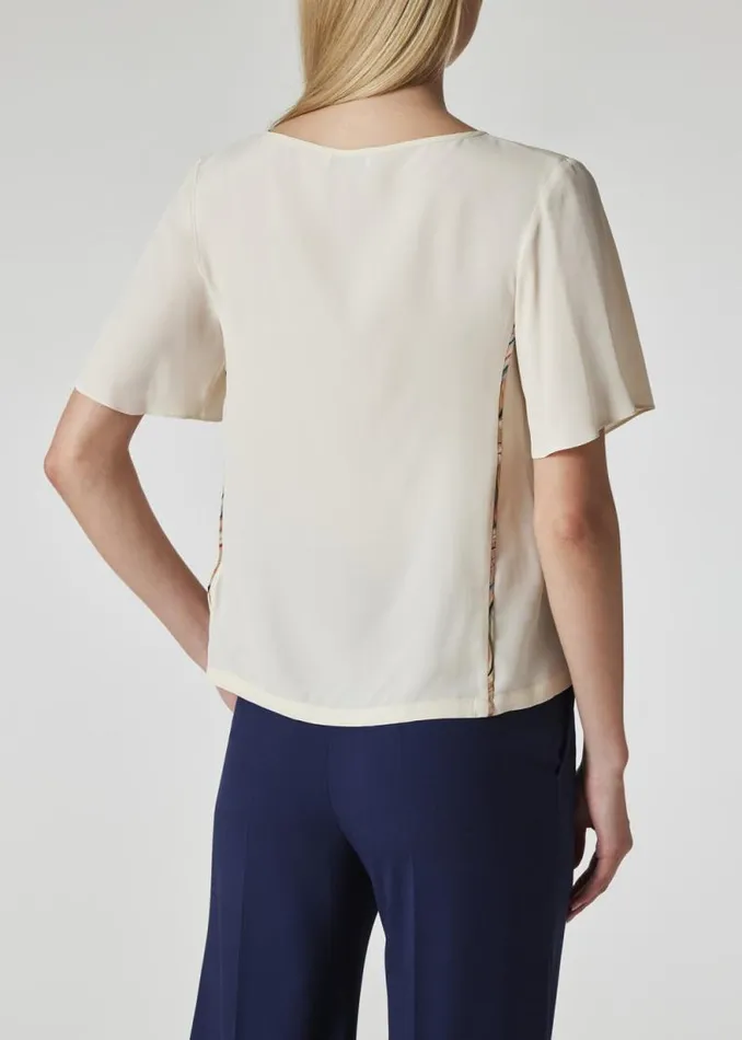 Womens Paul Smith Tops Cream SilkBlend 039Swirl Piping039 Top Womens Paul Smith Tops Cream SilkBlend 039Swirl Piping039 Top
