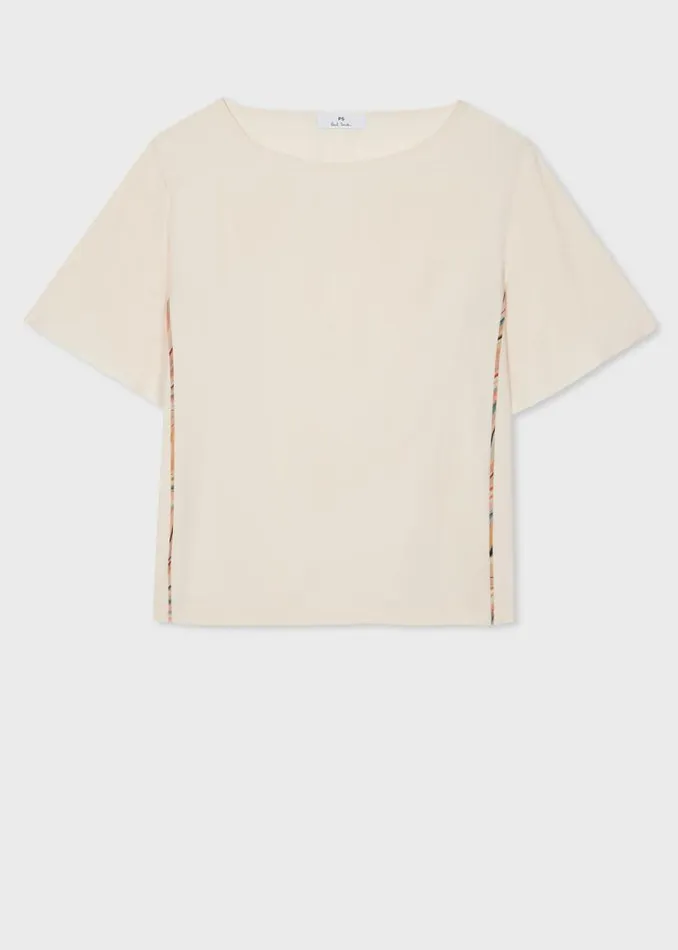 Womens Paul Smith Tops Cream SilkBlend 039Swirl Piping039 Top Womens Paul Smith Tops Cream SilkBlend 039Swirl Piping039 Top