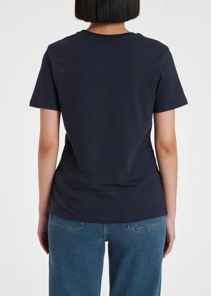 Womens Paul Smith Tops Navy Zebra Logo Cotton TShirt Womens Paul Smith Tops Navy Zebra Logo Cotton TShirt