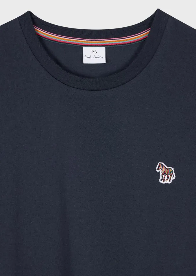 Womens Paul Smith Tops Navy Zebra Logo Cotton TShirt Womens Paul Smith Tops Navy Zebra Logo Cotton TShirt