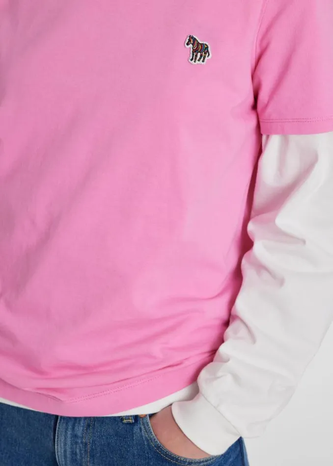 Womens Paul Smith Tops Pink Zebra Logo Cotton TShirt