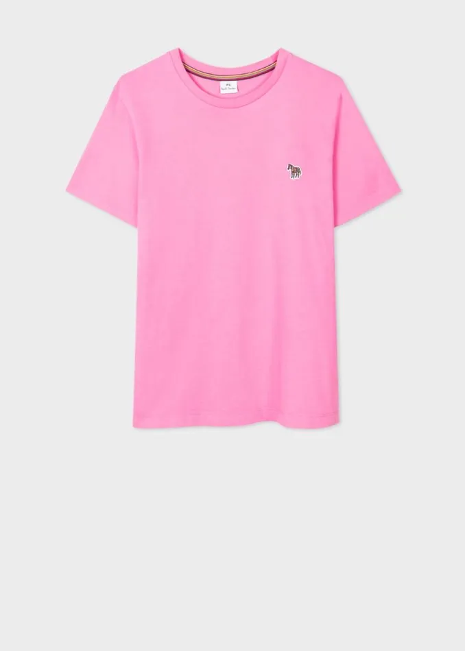 Womens Paul Smith Tops Pink Zebra Logo Cotton TShirt