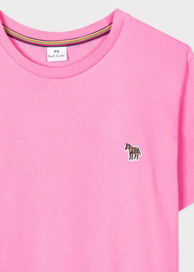 Womens Paul Smith Tops Pink Zebra Logo Cotton TShirt