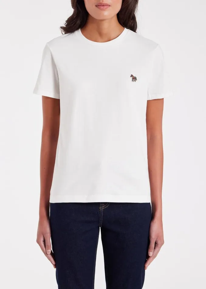 Womens Paul Smith Tops White Zebra Logo Cotton TShirt