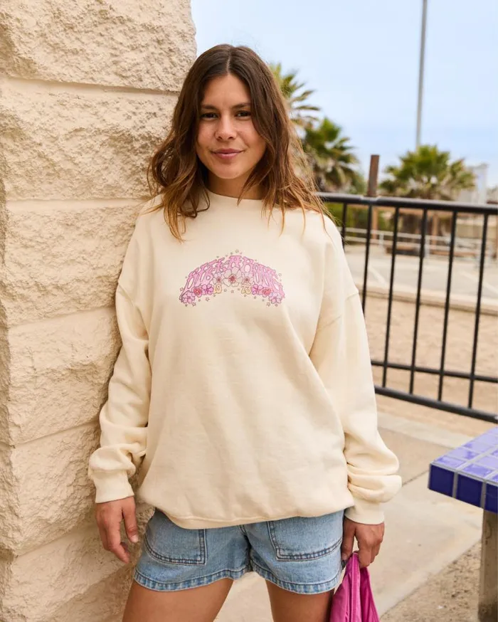 Womens Ride In Oversized Crewneck Sweatshirt White Cap 1 Billabong Sweatshirts and Fleece Womens Ride In Oversized Crewneck Sweatshirt White Cap 1 Billabong Sweatshirts and Fleece