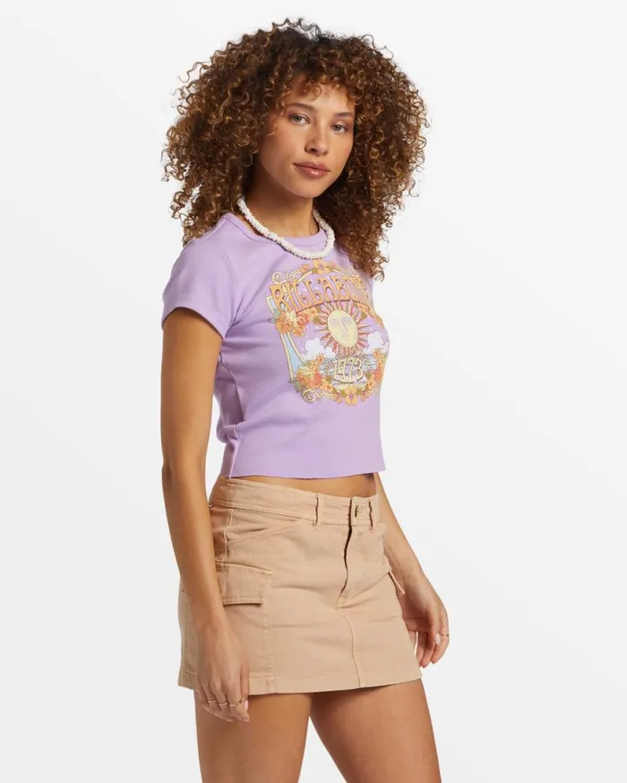 Womens Rise With The Sun Shrunken TShirt Tulip Billabong Graphic Tees and Tanks Womens Rise With The Sun Shrunken TShirt Tulip Billabong Graphic Tees and Tanks