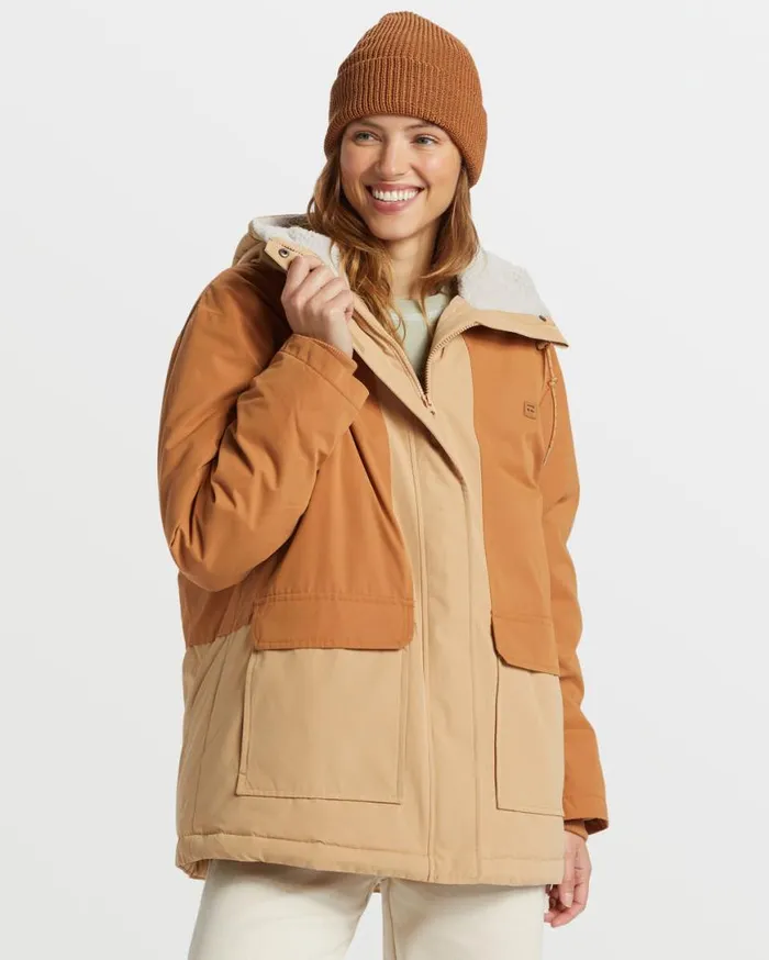 Womens Road To Laguna Hooded Parka Jacket Wet Sand Billabong Jackets