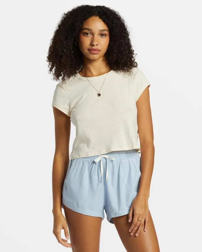 Womens Road Trippin Elastic Waist Shorts Washed Chambray Billabong Shorts