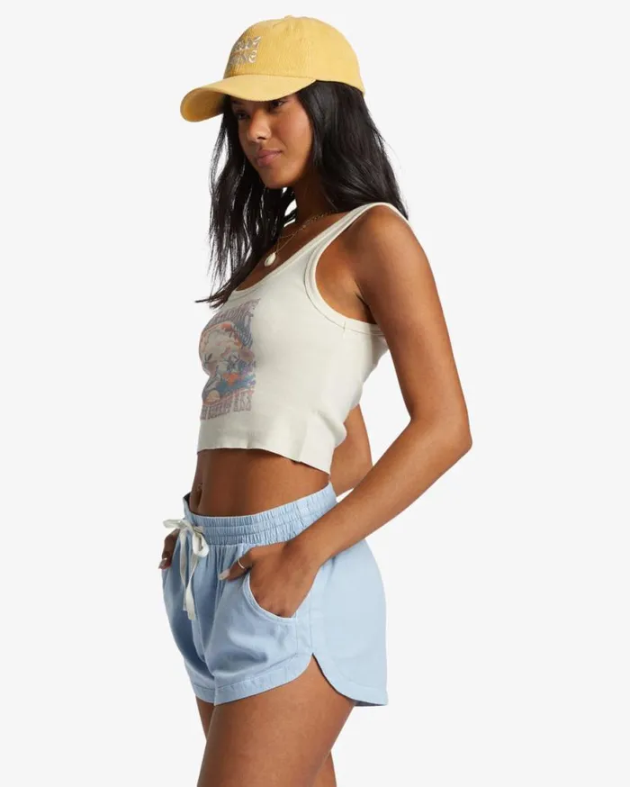 Womens Road Trippin Elastic Waist Shorts Washed Chambray Billabong Shorts Womens Road Trippin Elastic Waist Shorts Washed Chambray Billabong Shorts