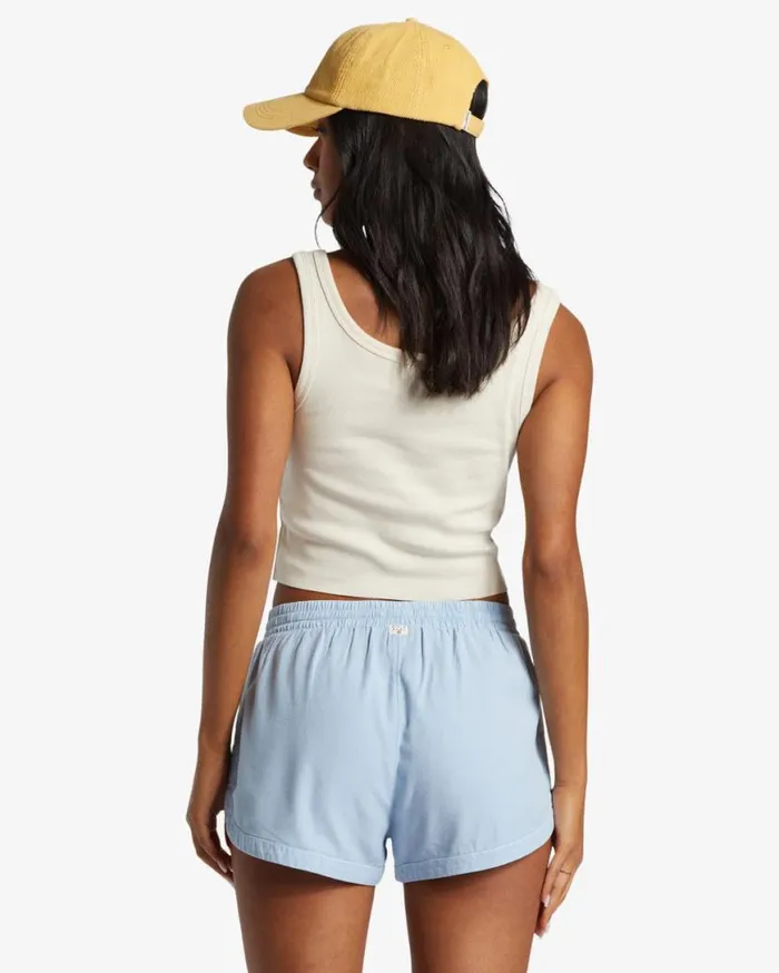 Womens Road Trippin Elastic Waist Shorts Washed Chambray Billabong Shorts Womens Road Trippin Elastic Waist Shorts Washed Chambray Billabong Shorts