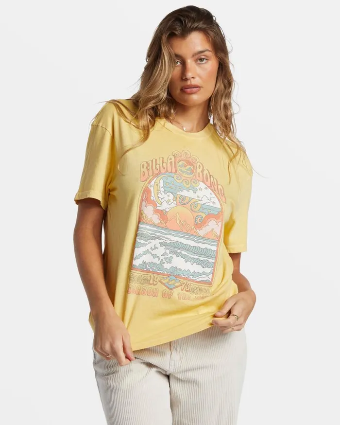 Womens Season Of The Sol TShirt Mellow Daze Billabong Tops Womens Season Of The Sol TShirt Mellow Daze Billabong Tops
