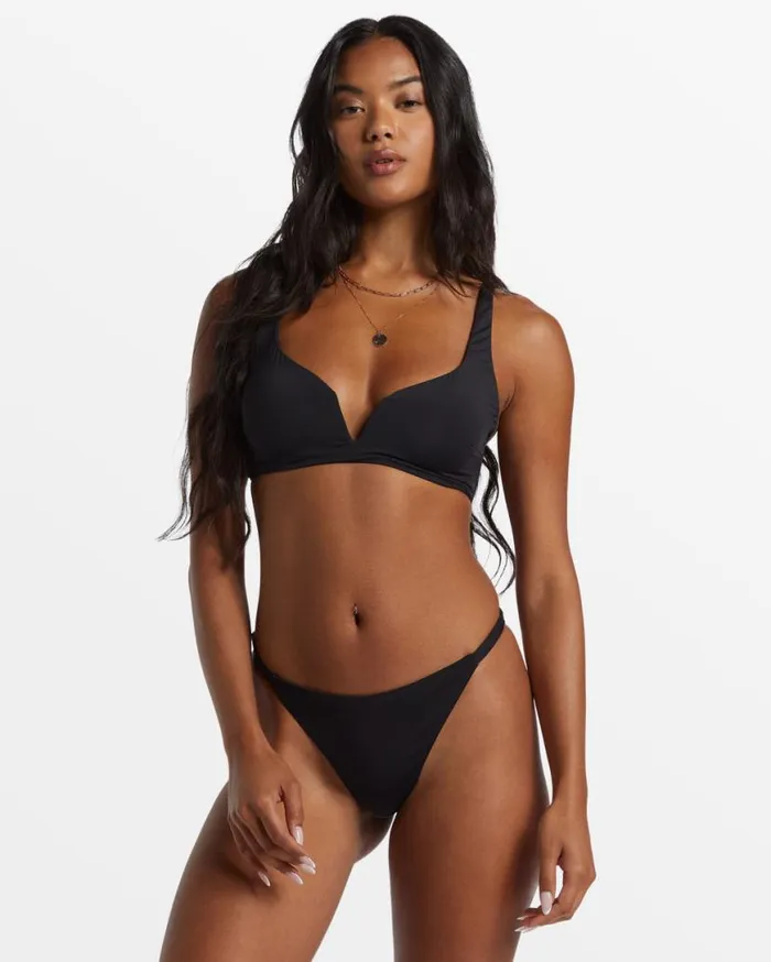 Womens Sol Searcher Dion Plunge Bikini Top Black Pebble Billabong Bikini Tops