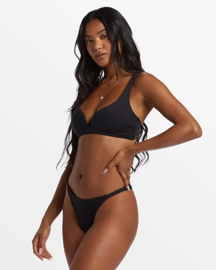 Womens Sol Searcher Dion Plunge Bikini Top Black Pebble Billabong Bikini Tops