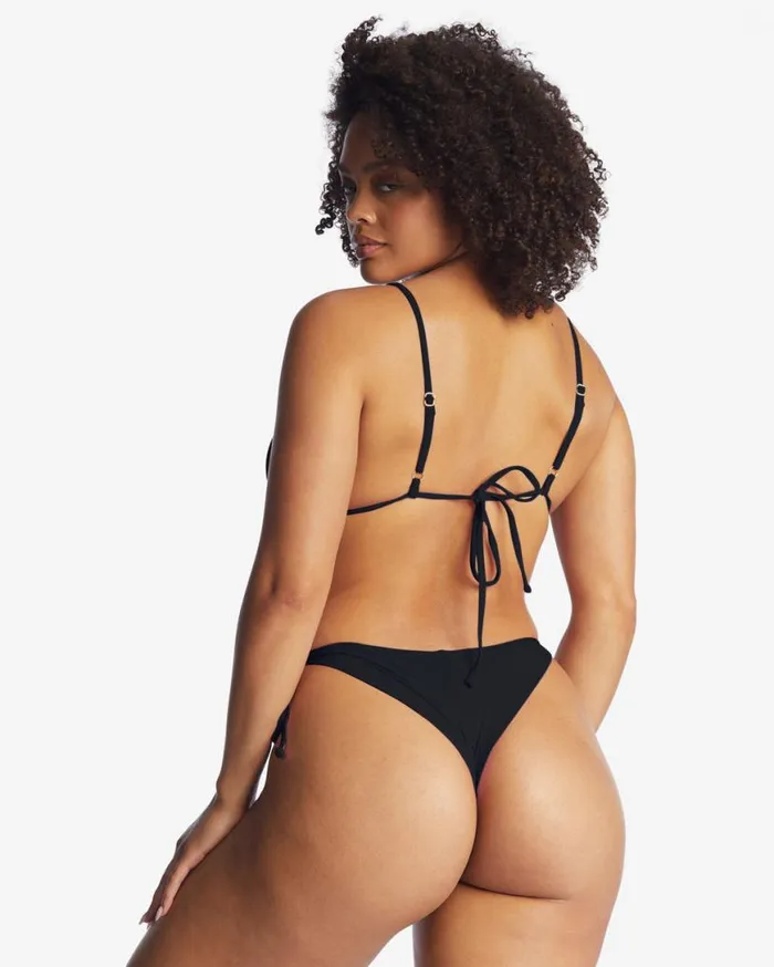 Womens Sol Searcher TieSide Tanga Bikini Bottoms Black Pebble Billabong Bikini Bottoms