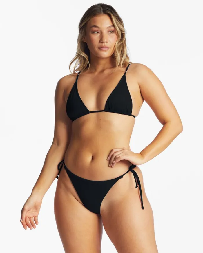 Womens Sol Searcher TieSide Tanga Bikini Bottoms Black Pebble Billabong Bikini Bottoms