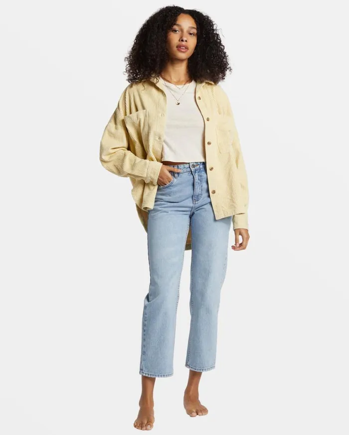 Womens Stoked On You Oversized Long Sleeve Shirt Mellow Daze Billabong Jackets