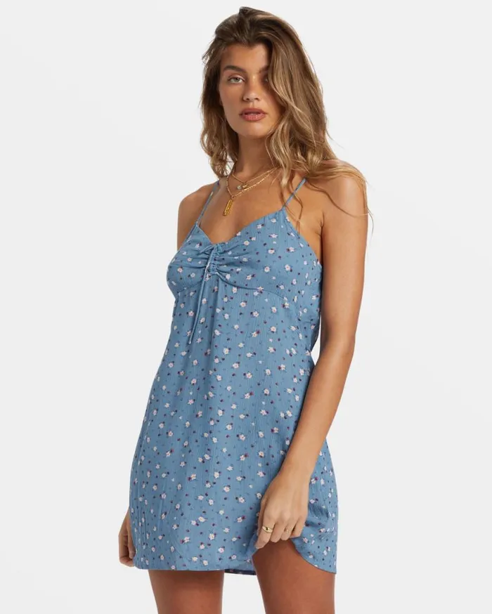 Womens Sun Chaser Mini Slip Dress Blue Shadow Billabong Dresses