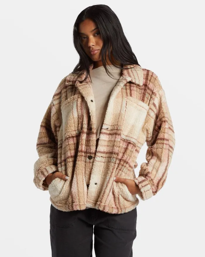 Womens Sundown Sherpa Jacket Dusty Peach Billabong Jackets